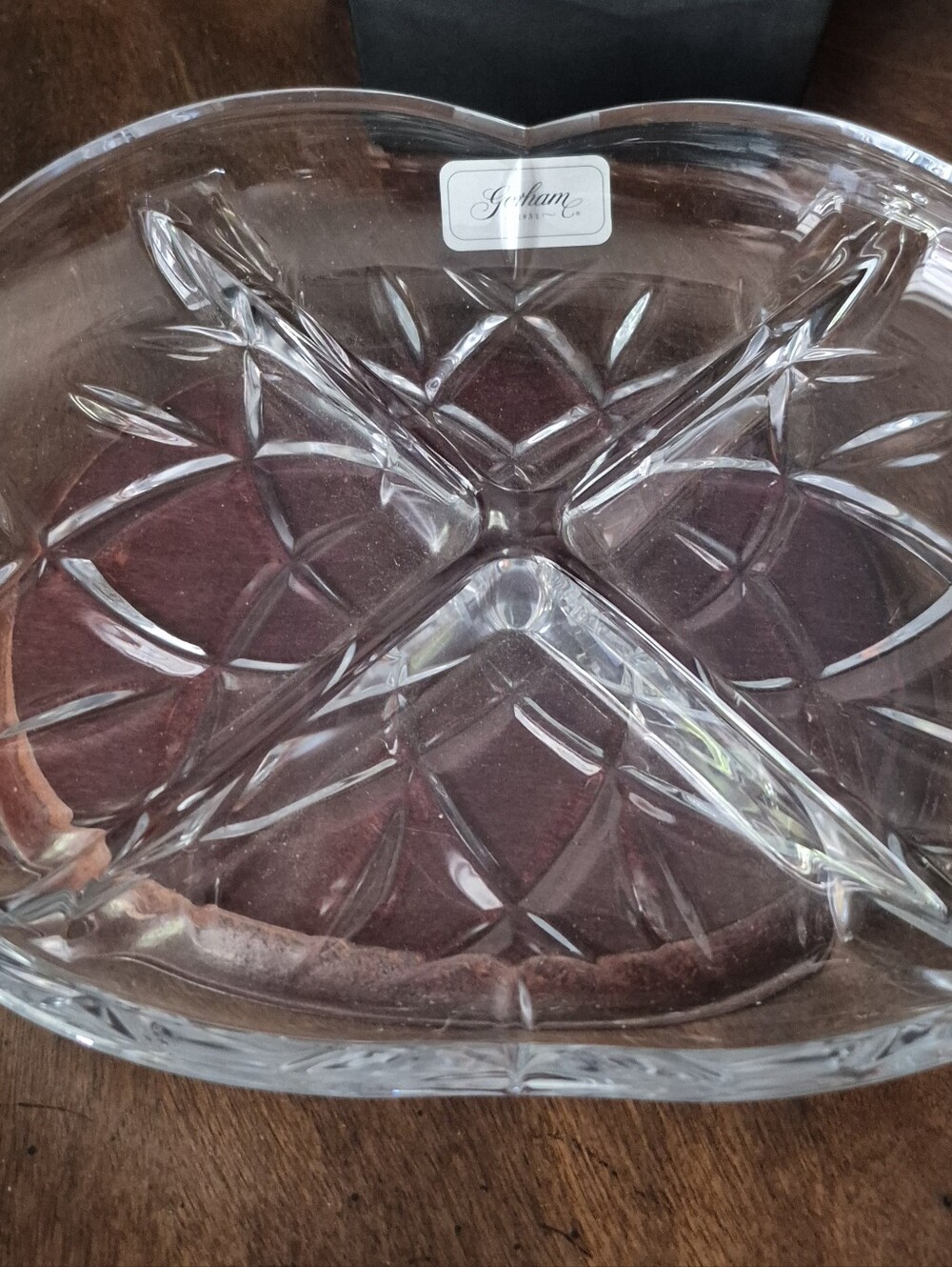Gorham Clear Divided Crystal Serving Tray - Clear Relish Dish